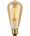 E27 8W dimbar LED Rustika-lampa - ST64, 640lm, 2200K, guldglas, filament
