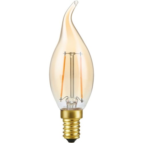 E14 2,9W dimbar LED-kronlampa med spets - C35, 250lm, 2200K, guldglas, filament