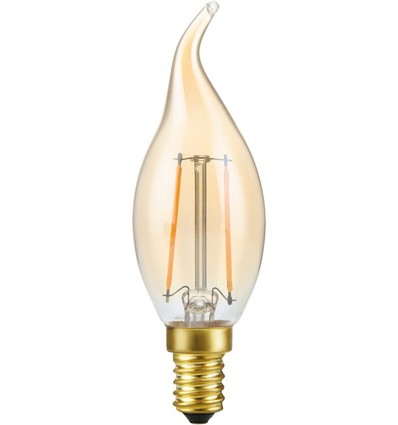 E14 2,9W dimbar LED-kronlampa med spets - C35, 250lm, 2200K, guldglas, filament