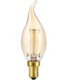 E14 2,9W dimbar LED-kronlampa med spets - C35, 250lm, 2200K, guldglas, filament