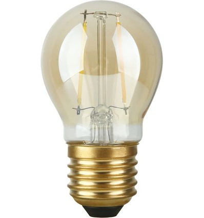 E27 2,9W dimbar LED-klotlampa - Filament, G45, 2200K, guldglas
