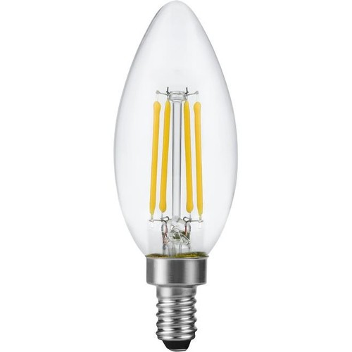 E12 4,4W dimbar LED-kronljuslampa - Filament, C35, 470lm, 2700K, klart glas