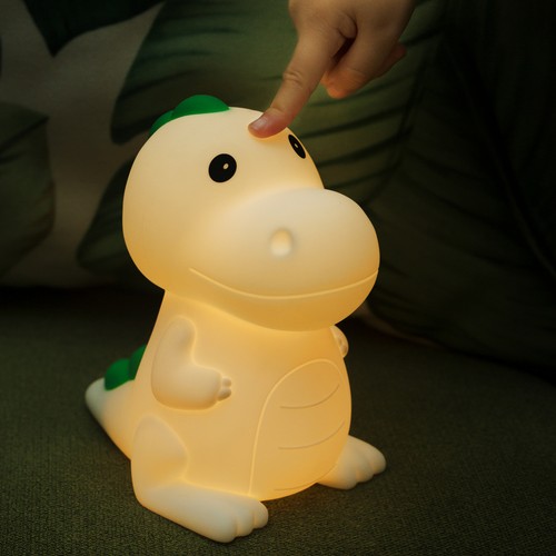 MOCHI Dinosaurie nattlampa i mjuk silikon - uppladdningsbar, färgskiftande + varmvit