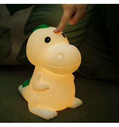 MOCHI Dinosaurie nattlampa i mjuk silikon - uppladdningsbar, färgskiftande + varmvit