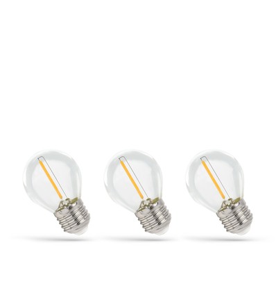 LED Glödlampa E27 1W - 230V, Koltråd, Varmvit, Klar, Spectrum, 3-pack