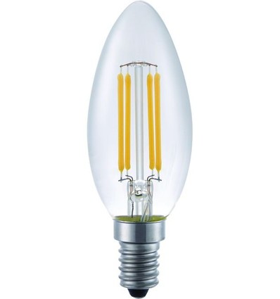 E14 4W dimbar LED-kronljuslampa - C35, filament, 350lm, 2200K, klart glas