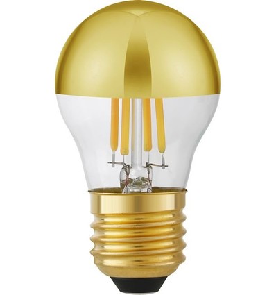 E27 4W dimbar LED kronlampa - Toppförspeglad guld, G45, 2500K