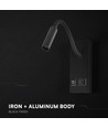 3W LED sänglampa med USB-laddning - USB-A och USB-C, CREE-chip, svart, inkl. ljuskälla
