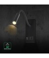 3W LED sänglampa med USB-laddning - USB-A och USB-C, CREE-chip, svart, inkl. ljuskälla