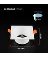V-Tac GU10 infälld spotlight - Fyrkantig, vit, Deep Anti Glare, utan ljuskälla