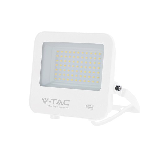 V-Tac 50W LED-strålkastare - 135lm/W, IP65, vitt hölje, 6500K, Cree chip, 6 års garanti