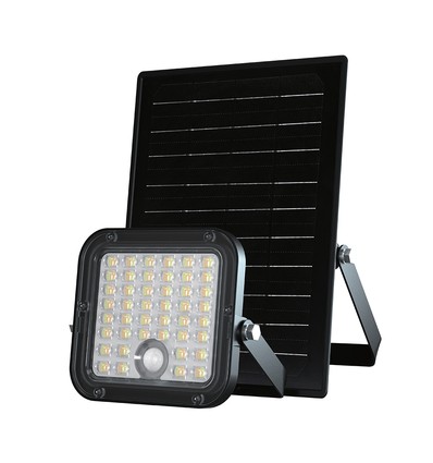 30W Solara CCT LED-strålkastare med solcell - 6.4V, IP65, svart, fjärrkontroll, ställbar färgtemperatur, inkl. batteri
