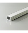 2m Alu-profil för LED-strips, Utanpåliggande - Inkl. diffuser, Silver, 2000x14,8x10mm