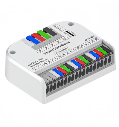 RGBW LED-strip fördelare - Hubb med 3 utgångar, 25A