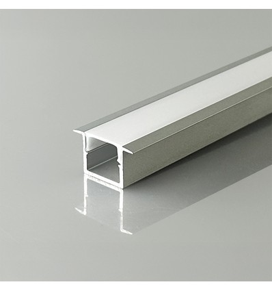 V-Tac 2m infälld profil för LED-strips - Silver, inkl. hölje, 2000x12x10mm
