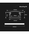 V-Tac 2m infälld profil för LED-strips - Silver, inkl. hölje, 2000x13,2x7mm