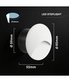 3W LED-trappspot för inbyggnad - Rund, vit, aluminium, IP65, 3000K, inkl. ljuskälla
