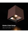 V-Tac 9W Solara vägglampa med sensor, CCT - IP65, PIR-sensor, Cortenfärgad, solcell, 3 ljusfärger