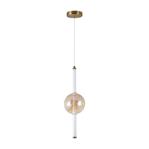 8W LED designerpendel - Ø15cm, 3000K, Amber/Vit, dekorativ taklampa