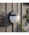 Outlet: 12W LED vägglampa - IP54 utomhus, rund, svart, inkl. ljuskälla