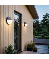 Outlet: 12W LED vägglampa - IP54 utomhus, rund, svart, inkl. ljuskälla