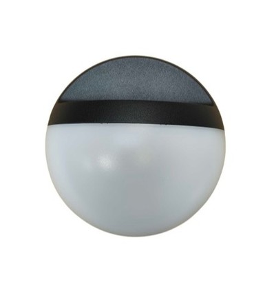 Outlet: 12W LED vägglampa - IP54 utomhus, rund, svart, inkl. ljuskälla