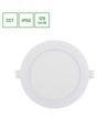 12W Dure 3 infälld panel - CCT, IP54, Ø14,5cm, vit kant, 110 grader, rund
