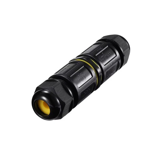Svart rund kopplingsdosa, 5-ledare - IP68 vattentät, för skarvning av kablar, Ø4-14mm kabel