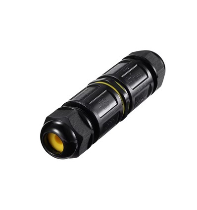 Svart rund kopplingsdosa, 5-ledare - IP68 vattentät, för skarvning av kablar, Ø4-14mm kabel