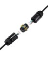 Svart rund kopplingsdosa, 5-ledare - IP68 vattentät, för skarvning av kablar, Ø4-14mm kabel