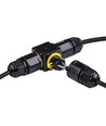 Svart T-kopplingsdosa, 3-ledare - IP68 vattentät, för skarvning av kablar, Ø6-11mm kabel