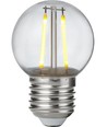E27 1,5W LED-klotlampa - G45, filament, splitterskyddad, klar plast, 2700K