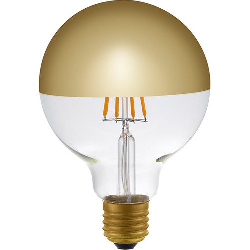 E27 4W dimbar LED-kronlampa - G95, Toppförseglad guld, 350lm, 2500K, filament globe