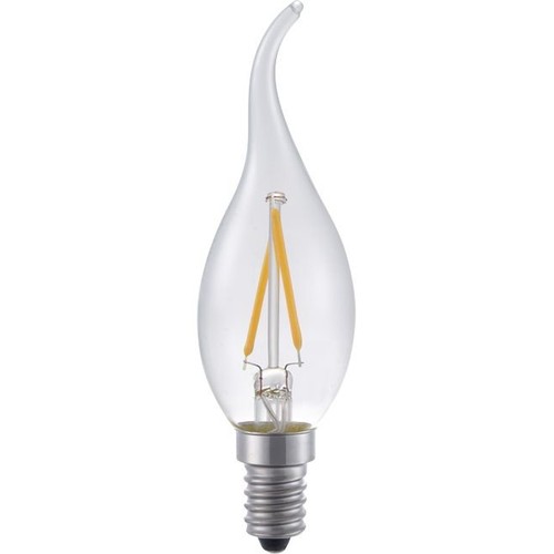 E14 1,5W dimbar LED-kronlampa med topp - C35, 140lm, 2500K, klart glas, filament
