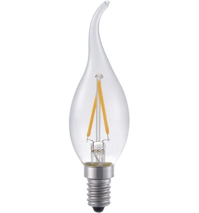 E14 1,5W dimbar LED-kronlampa med topp - C35, 140lm, 2500K, klart glas, filament