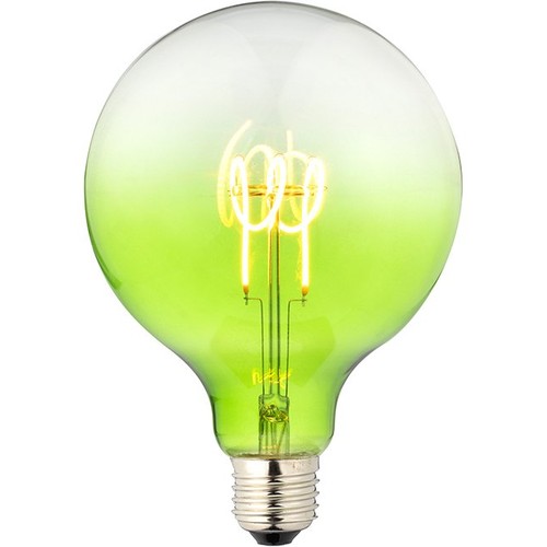 E27 4W dimbar LED filamentlampa - G125, Flex Globe, Grön, 140lm