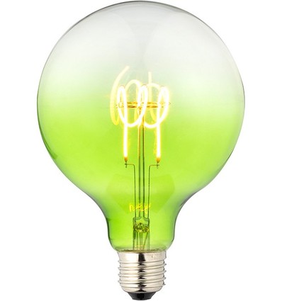 E27 4W dimbar LED filamentlampa - G125, Flex Globe, Grön, 140lm