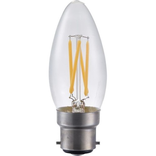 B22d 4W LED-kronljuslampa dimbar - C35, filament, klart glas, 2500K