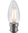 B22d 4W LED-kronljuslampa dimbar - C35, filament, klart glas, 2500K