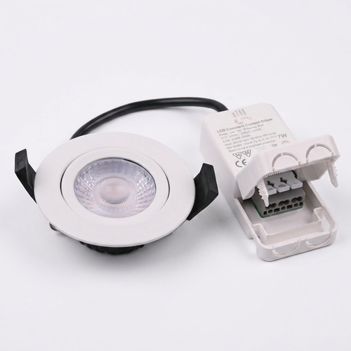 7W Infälld spotlight RA96, DimToWarm+CCT, Dimbar - Hål: Ø6,8 cm, Mått: Ø8,3 cm, Vit kant