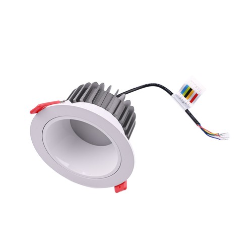 13W Ø11,4cm infälld spotlight RGB+CCT RA93 - 24V DC, Hål: Ø9,5 cm, Mått: Ø11,4 cm, Vit kant