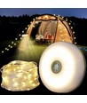 Campinglampa m. 10 meter ljusslinga - uppladdningsbar, IP64, vit