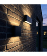 8W DuoLume vägglampa - Kvadrat, IP65, svart, upp/ner, inne/ute, inkl. ljuskälla