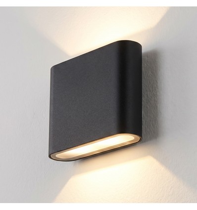 8W DuoLume vägglampa - Kvadrat, IP65, svart, upp/ner, inne/ute, inkl. ljuskälla