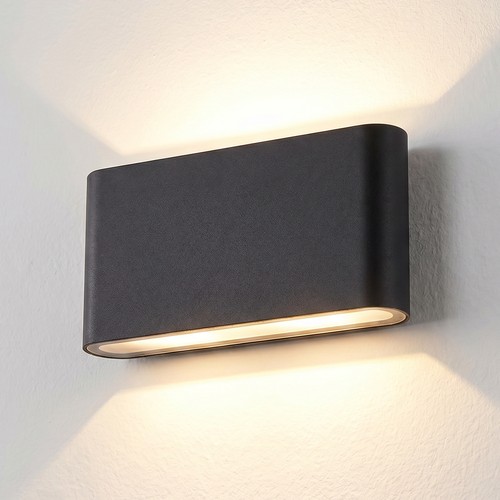 12W DuoLume vägglampa - Rektangel, IP65, svart, upp/ner, inne/ute, inkl. ljuskälla