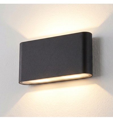 12W DuoLume vägglampa - Rektangel, IP65, svart, upp/ner, inne/ute, inkl. ljuskälla