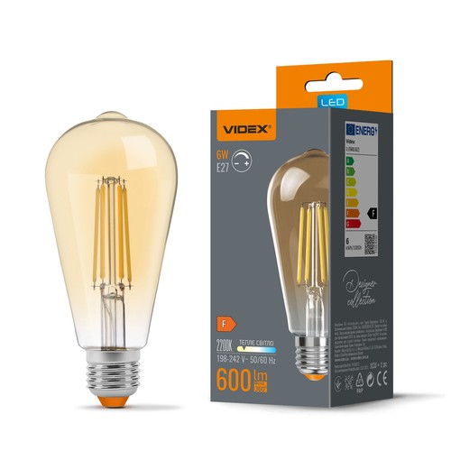 E27 6W dimbar LED-filamentlampa - ST64, extra varmvit, bronsfärgat glas