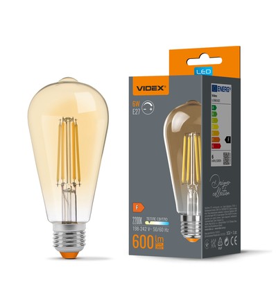 E27 6W dimbar LED-filamentlampa - ST64, extra varmvit, bronsfärgat glas