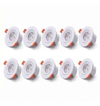 10-pack 7W Ø8,8cm LED downlight - Hål: Ø6,8 cm, CCT - 3 färgtemperaturer