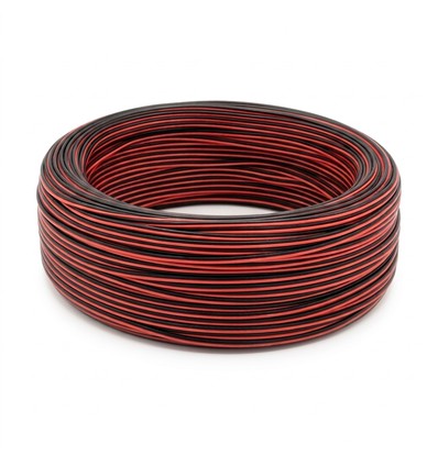 100m Kabel röd/svart - 2x0,35mm², 12V-24V, för LED-strip